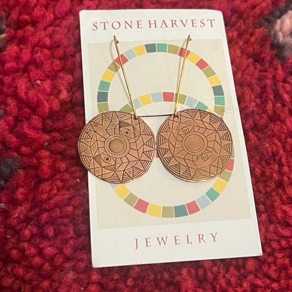 Hand Etched Copper Earrings